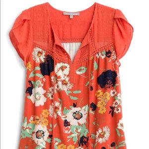 Daniel Rainn tasel short sleeve flutter sleeve knit top